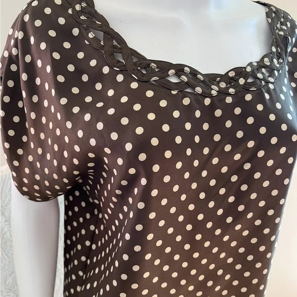 Steven Alan Tops - Steven Alan Brown Polka Dots Silk Short Sleeve Blouse Top Women's M